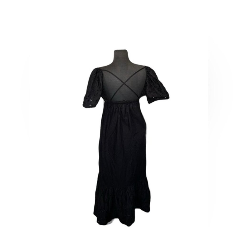 Zara Open Work Embroidered Dress Black Size Small - Picture 6 of 8